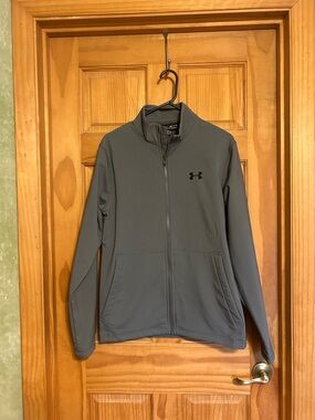 Under Armour ColdGear Fleece Jacket - Light Gray Zip Front Side Zip Pockets SM
